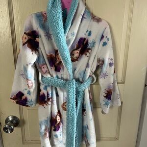 Girls' Blue & White Frozen Character Plush Robe